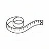 Tailor's measuring tape icon on a white background.